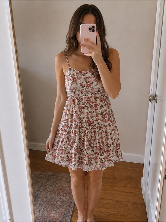 American Eagle Outfitters Dresses & Skirts - Floral Smocked Sundress in Soft Pink
